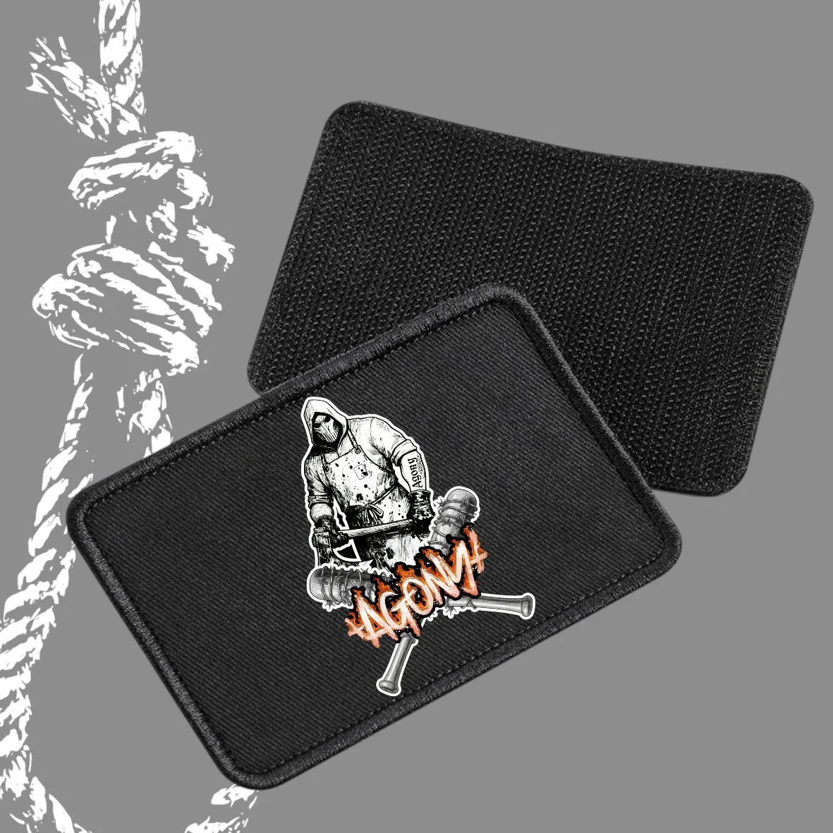 Patch Agony Clothing noir avec illustration bourreau, style dark streetwear alternatif Toulouse